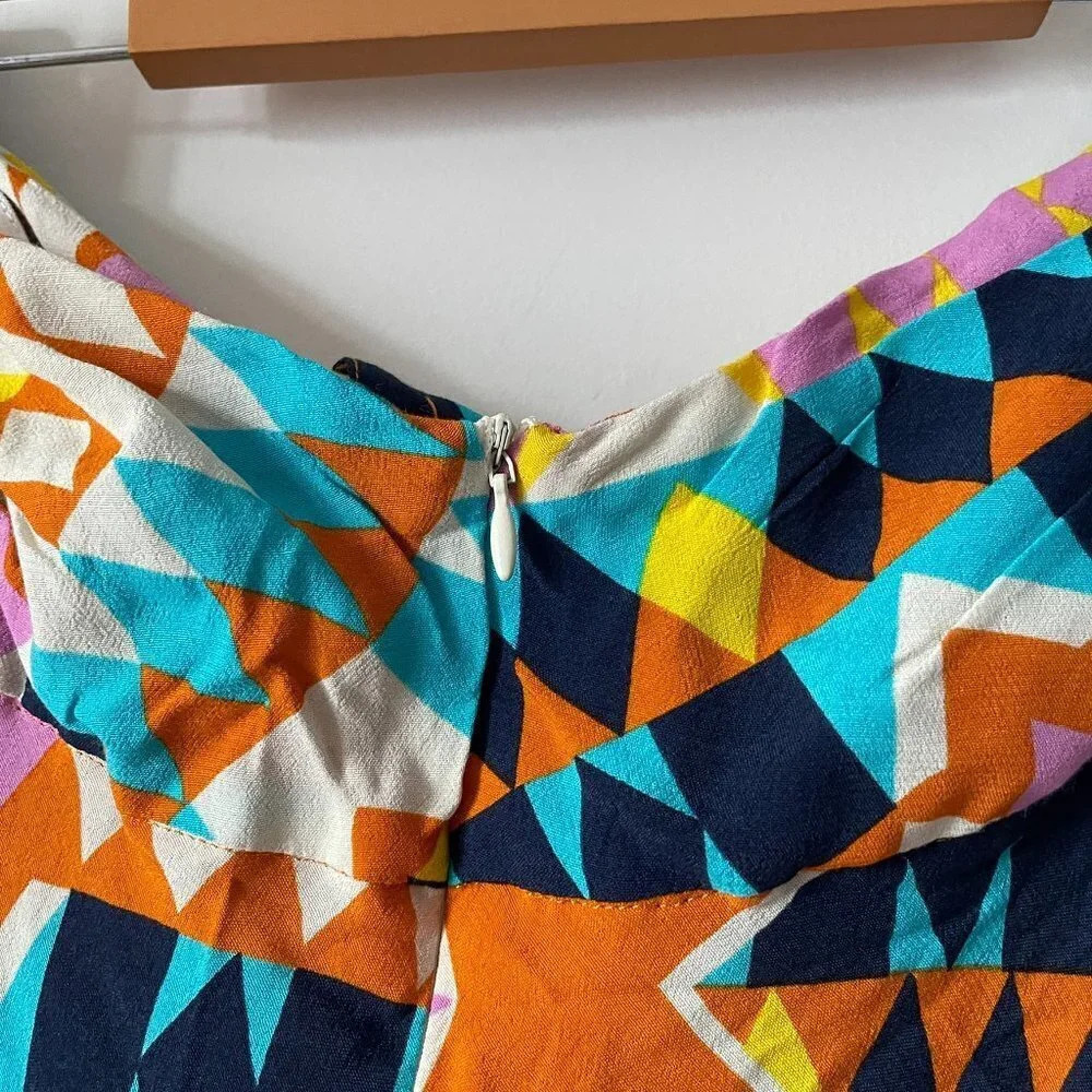 Zara Geometric Printed Strappy Halter Midi Dress NWOT Size Medium Blogger Fav - Picture 9 of 12